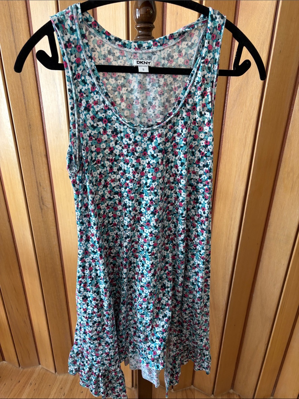 DKNY Teal and Pink Floral Dress